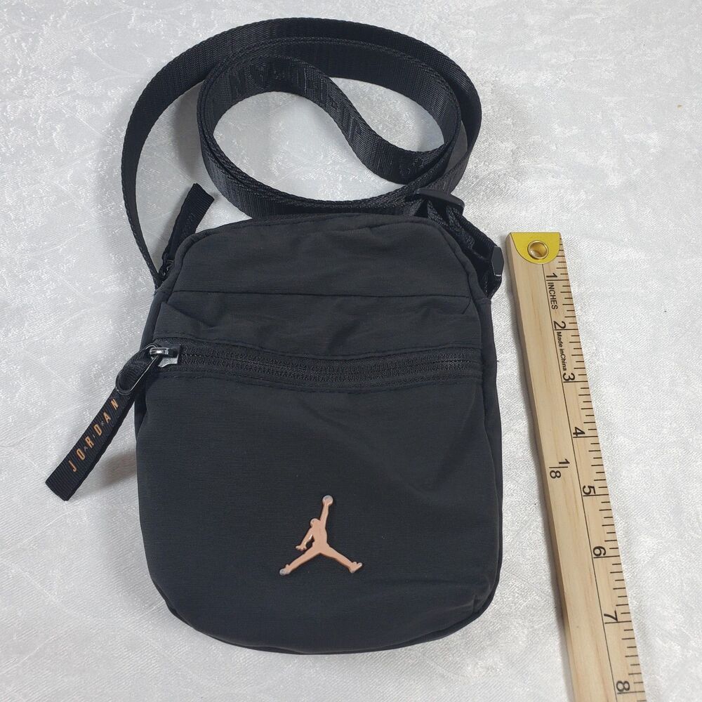 Jordan Jumpman Black Crossbody Festival Bag Adjustable Strap Rose Gold Logo - Picture 5 of 9